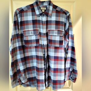 Mens Ocean Coast Long Sleeve Flannel Shirt. Size XL. Color Blue and Red